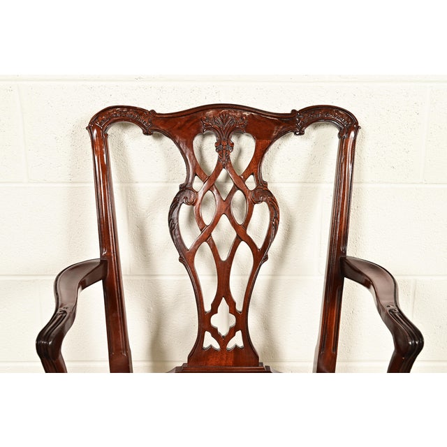 Councill Craftsmen Georgian Carved Mahogany Armchairs, Pair For Sale In South Bend - Image 6 of 14