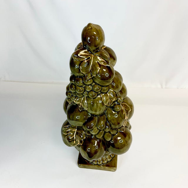 1968 Mid-Century Hollywood Regency Folk Art Trompe L’Oeil Majolica Fruit Topiary, Artist Signed For Sale - Image 9 of 12