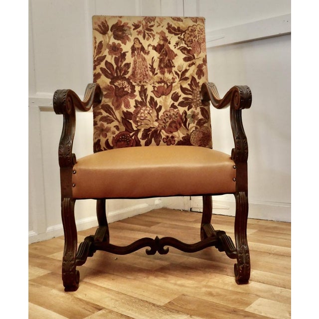 French Carved Oak Salon Throne Chair, 1850 For Sale - Image 11 of 13