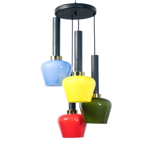Italian Colorful Chandelier, 1970s For Sale