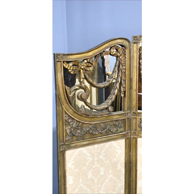 Late 19th Century Antique French Three Fold Gilt Screen, 1880 For Sale - Image 5 of 10