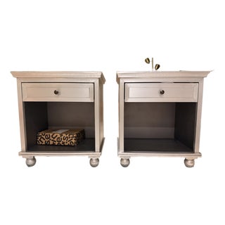 Pair of Restoration Hardware Zinc Open Nightstands For Sale