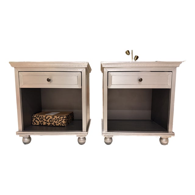 Pair of Restoration Hardware Zinc Open Nightstands For Sale