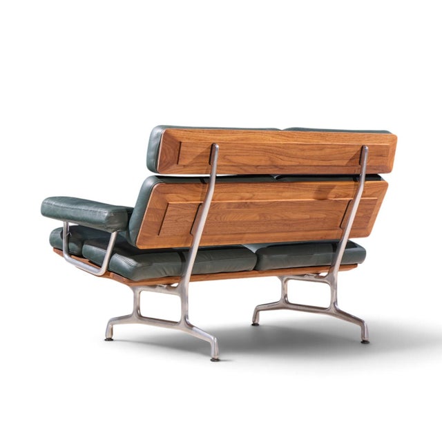 Mid 20th Century Charles & Ray Eames for Herman Miller Model Es108 Mid Century Walnut and Leather Two-Seat Sofa For Sale - Image 5 of 10