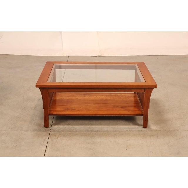 Stickley Mission Collection Glass Top Cherry Cocktail Table For Sale - Image 17 of 18