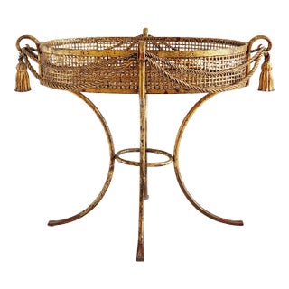 Vintage Hollywood Regency Style Gilt Iron Plant Stand For Sale