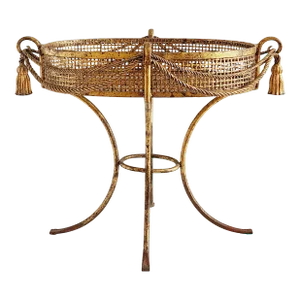 Vintage Hollywood Regency Style Gilt Iron Plant Stand