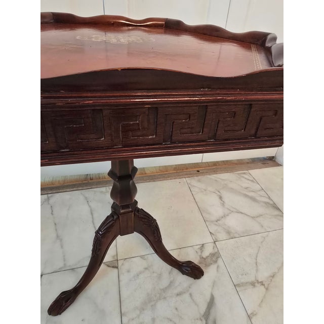 1950s Vintage Mid Century Era Greek Key 22k Embossed Table For Sale - Image 5 of 10