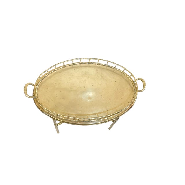 Ralph Lauren Vintage Hollywood Regency Faux Bamboo Brass Tray Table For Sale - Image 4 of 18