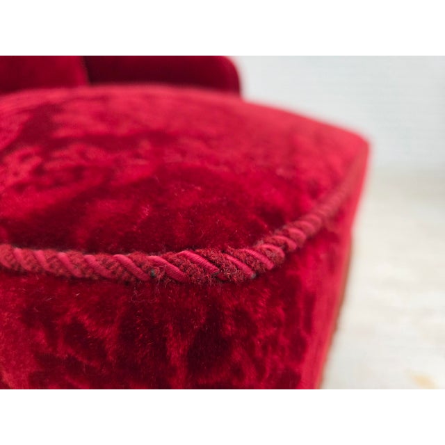 Vintage Danish Oak Armchair with Velour Upholstery, 1950s For Sale - Image 13 of 17