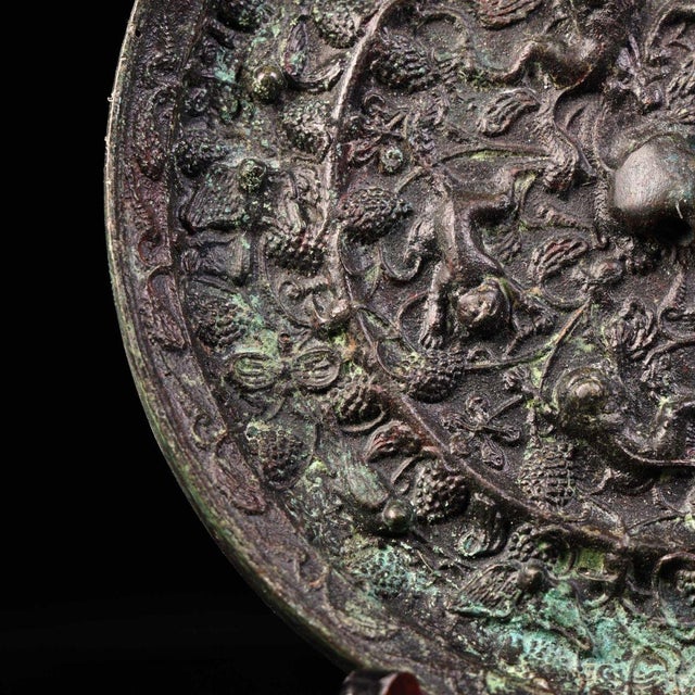 Late 19th Century Late 19th Century Bronze Mirror With Sea Beasts and Grapevine Motifs For Sale - Image 5 of 10
