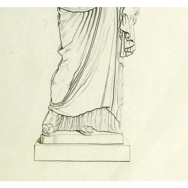 Italian Antique Italian Copper Engraving - Female Statue For Sale - Image 3 of 5