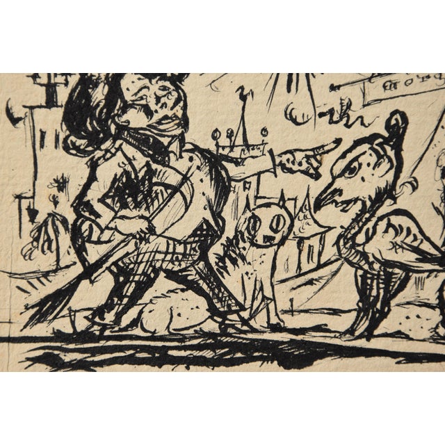 Walter Becker, Ink Drawing Menagerie, 1920, Ink and Handmade Paper For Sale - Image 10 of 13