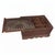 Dimensions: 11" W x 8" D x 5" H This vintage, hand carved box with a sliding lid comes from India. Cash Boxes or merchant...