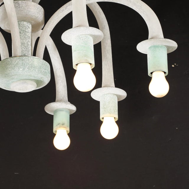 Seguso Mid-Century 8-Arm Curved Hand-Blown Murano Scavo Glass Chandelier by Seguso For Sale - Image 4 of 12