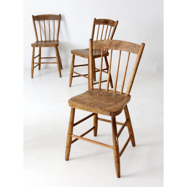 Antique Stencil Back Dining Chairs Set of 4 For Sale - Image 9 of 12