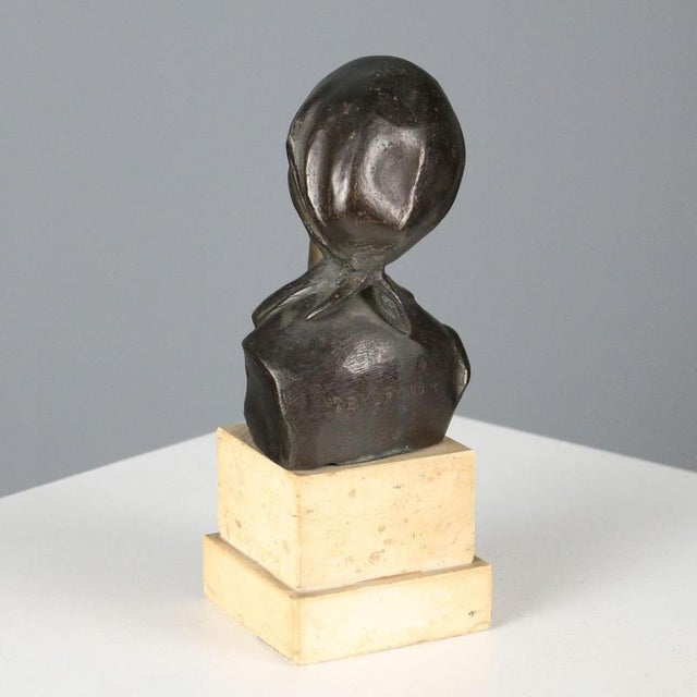 Giovanni de Martino, Half-Bust, 20th Century, Bronze and Marble For Sale - Image 3 of 7