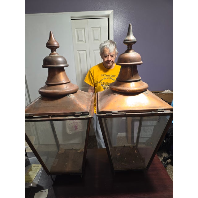 Antique British Copper Street Lanterns by W. Parkinson & Co., - Pair For Sale - Image 4 of 11