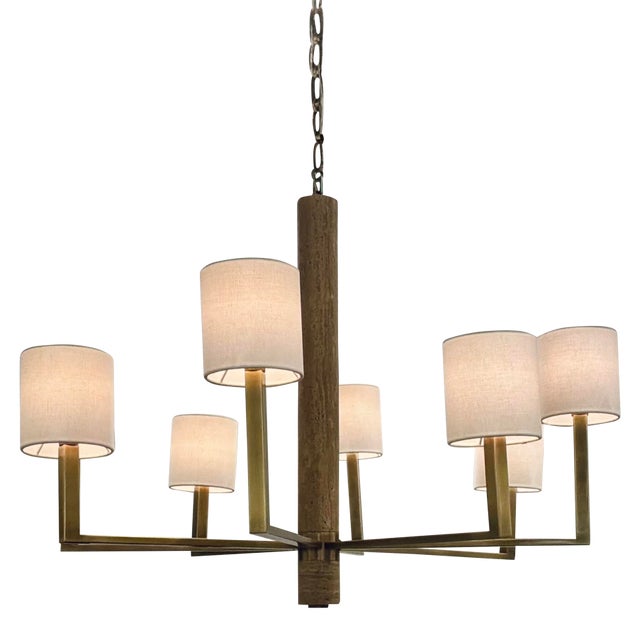 Currey & Company Modern Travertine Commune Chandelier For Sale