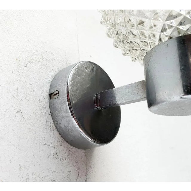 Vintage Space Age Glass and Metal Wall Lamp Sconce, 1970s, Set of 2 For Sale - Image 16 of 18