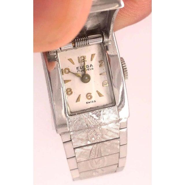 Art Deco Style 14 Karat White Gold Eloga Ladies Wristwatch With 17 Jewels For Sale In New York - Image 6 of 8