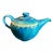 1980s Blue Drip Glazed Stoneware Studio Pottery Teapot For Sale