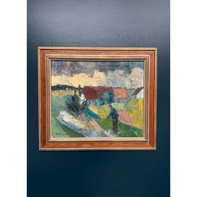 Arnold William Pedersen, Farmhouses, 1960s, Oil on Canvas, Framed For Sale - Image 5 of 18