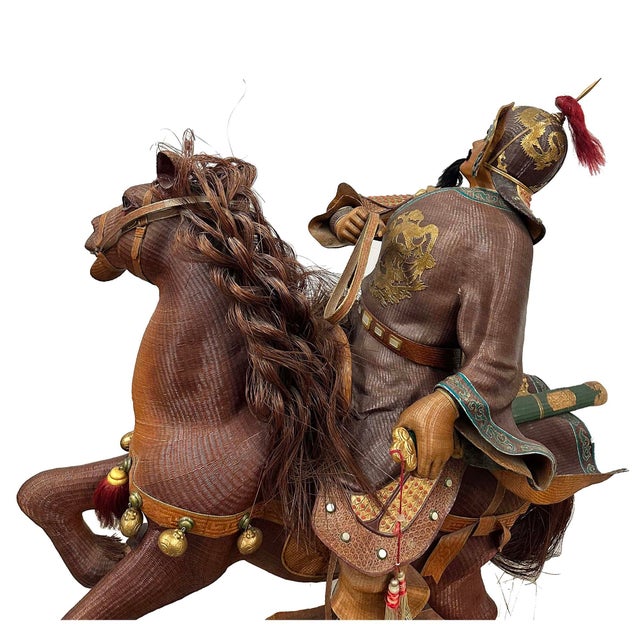 Vintage Handcrafted Bamboo-Woven Statue of Yue Fei, Famous Chinese Warrior For Sale - Image 10 of 18