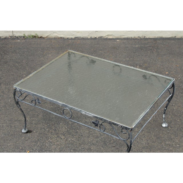 Mid Century Wrought Iron and Glass Top Outdoor Cocktail Table Chairish