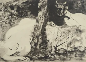 Pablo Picasso, The Sleeping Girl and the Faun, Lithograph and Stencil