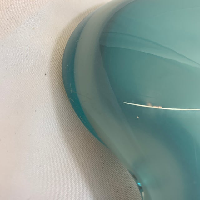 Glass Vintage C. 1960s Murano Teal Blue and White Opaline Cased Glass Dish For Sale - Image 7 of 7