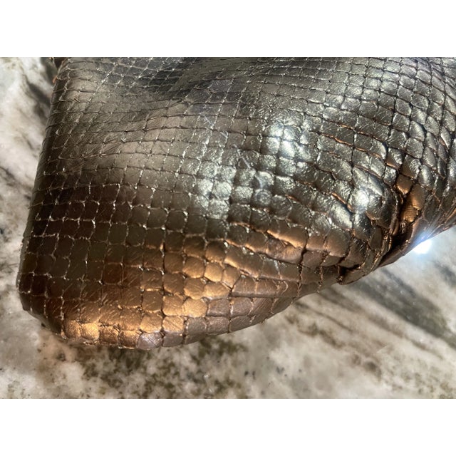 1980s Varon Pewter Snakeskin Clutch With Swarovski Crystal Frame For Sale - Image 9 of 11