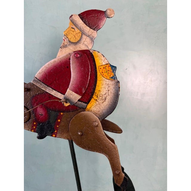 Mid 20th Century Vintage Folk Art Santa Claus on Reindeer Balancing Kinetic Sculptured For Sale - Image 5 of 11