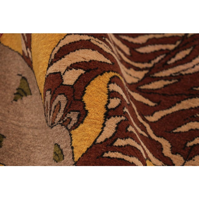 Textile Vintage Gabbeh Persian Rug in Amber With Tribal Tiger Pictorial - Rug & Kilim For Sale - Image 7 of 8