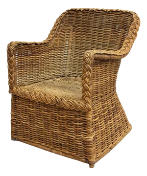 Vintage Braided Wicker Club Chair