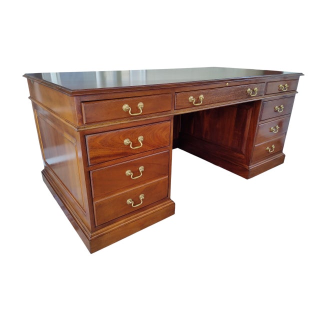 Overview: Bring timeless American craftsmanship and sophisticated utility to your workspace with this double pedestal...