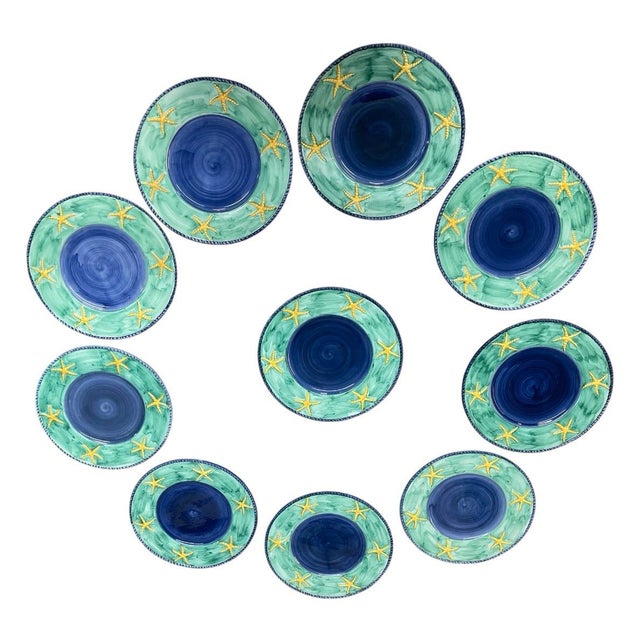2000 - 2009 Set of 10 Made in Italy Coastal Starfish Buffet-Charger Plates For Sale - Image 5 of 9