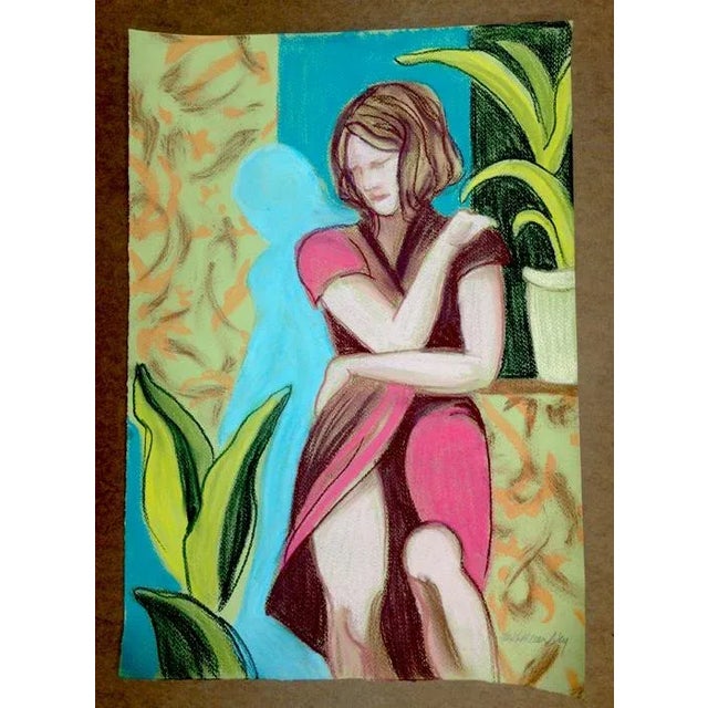 Figurative Art, Semi Abstract Graphic Pastel Painting For Sale - Image 4 of 6