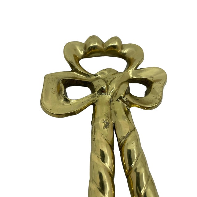 Traditional Vintage Brass Bow Decorative Wall Accent For Sale - Image 3 of 9
