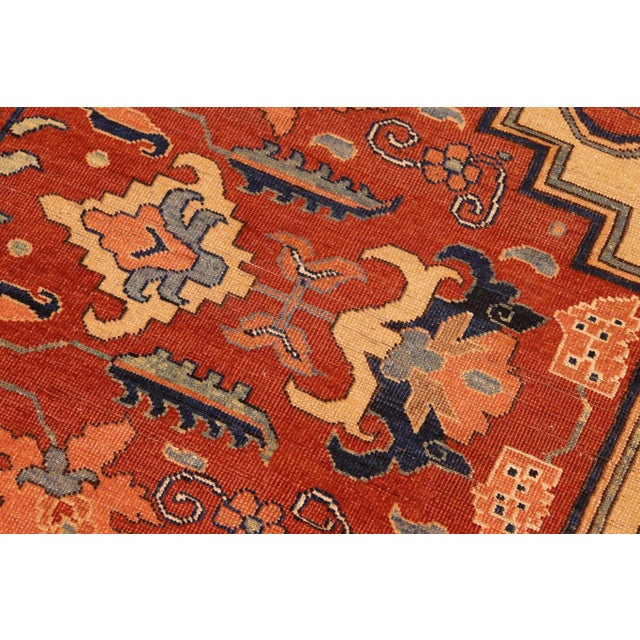 1980s 1980s 1980s Semi Antique Rustic Low Pile Tan/Orange Wool Rug For Sale - Image 5 of 10