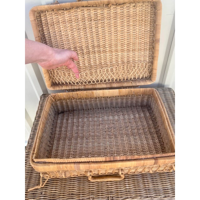 Natural Woven Bamboo Rattan Wicker Graduated Stacking Sewing Storage ...