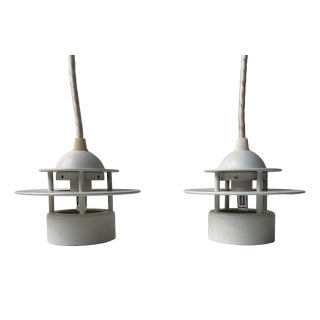 Minimalist Planet Orbit White Ceiling Pendant Lamps by Jens Møller Jensen for Louis Poulsen, 1990s, Set of 2 For Sale