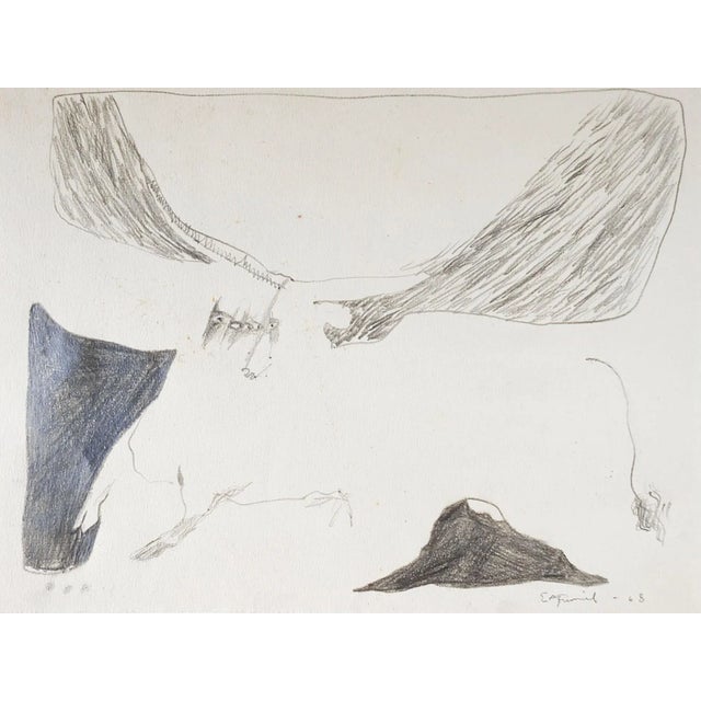 Mid-Century Expressionist Bull Drawing For Sale - Image 4 of 4