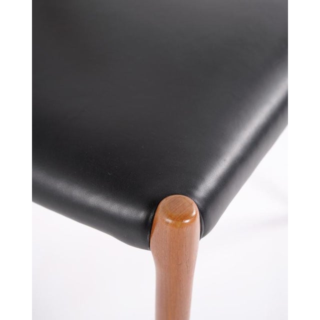 Wood Model 79 Dining or Entrance Chair in Teak and Black Leather by Niels Otto Møller, 1960s For Sale - Image 7 of 11