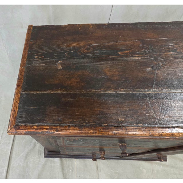 Antique Romanian Folk Painted Pine Cupboard With Drawers and a Door For Sale - Image 9 of 14
