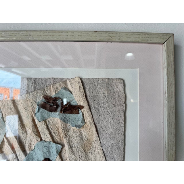 Wood Vintage Expressionist Abstract Mixed Media Textured Paper Collage Artwork - Painting For Sale - Image 7 of 12