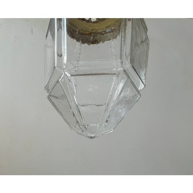 Scandinavian Art Deco Grenade Pendant Lamp in Brass and Checkered Glass, 1930s For Sale - Image 3 of 9