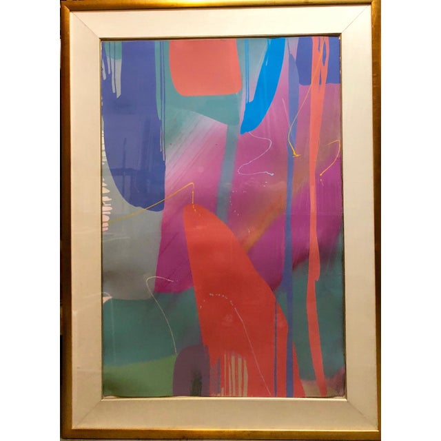 Red Lamar Briggs, Monumental Texas Modernist Abstract Expressionist Color Field Acrylic Painting, c.1980s For Sale - Image 8 of 8