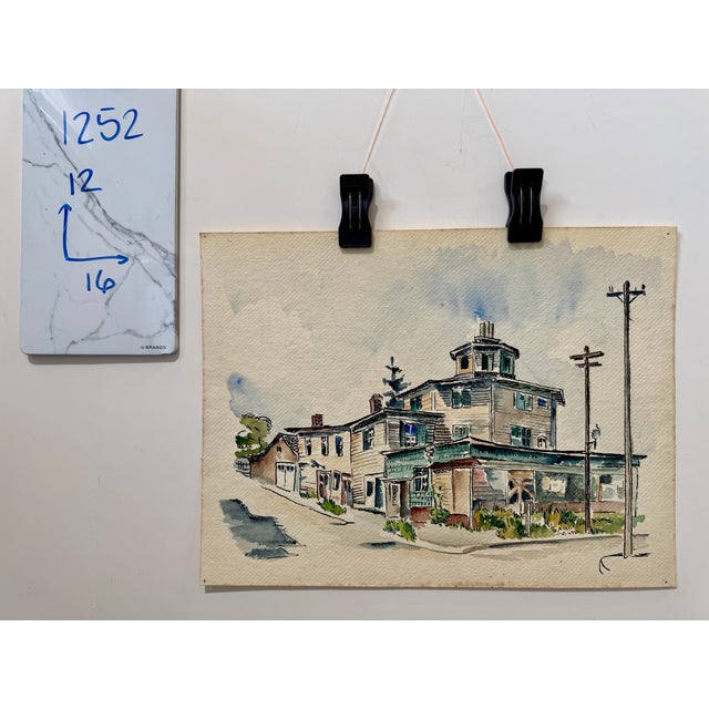 Henry Emil Salloch Original Watercolor on Paper Urban Streetscape Sketch. For Sale In Atlanta - Image 6 of 6