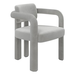 Double Arch Dining Chair in Light Grey Cotton Velvet from Insidherland For Sale
